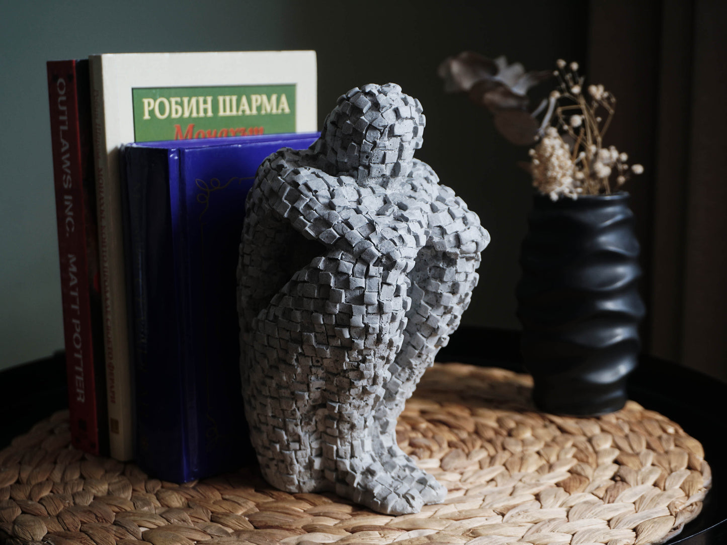 Large Concrete Man Sculpture | Bookend | Thinker